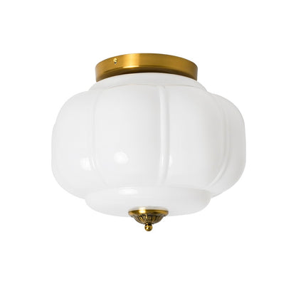 Ozita Retro Milk Glass Semi Flush Mount Eloise Ceiling Light