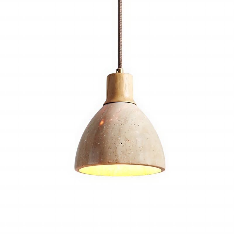 Kurtis Modern Travertine Wood Dome Pendant Light
