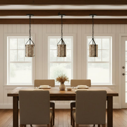 Grange Industrial Rustic Bronze Cylinder Pendant Light