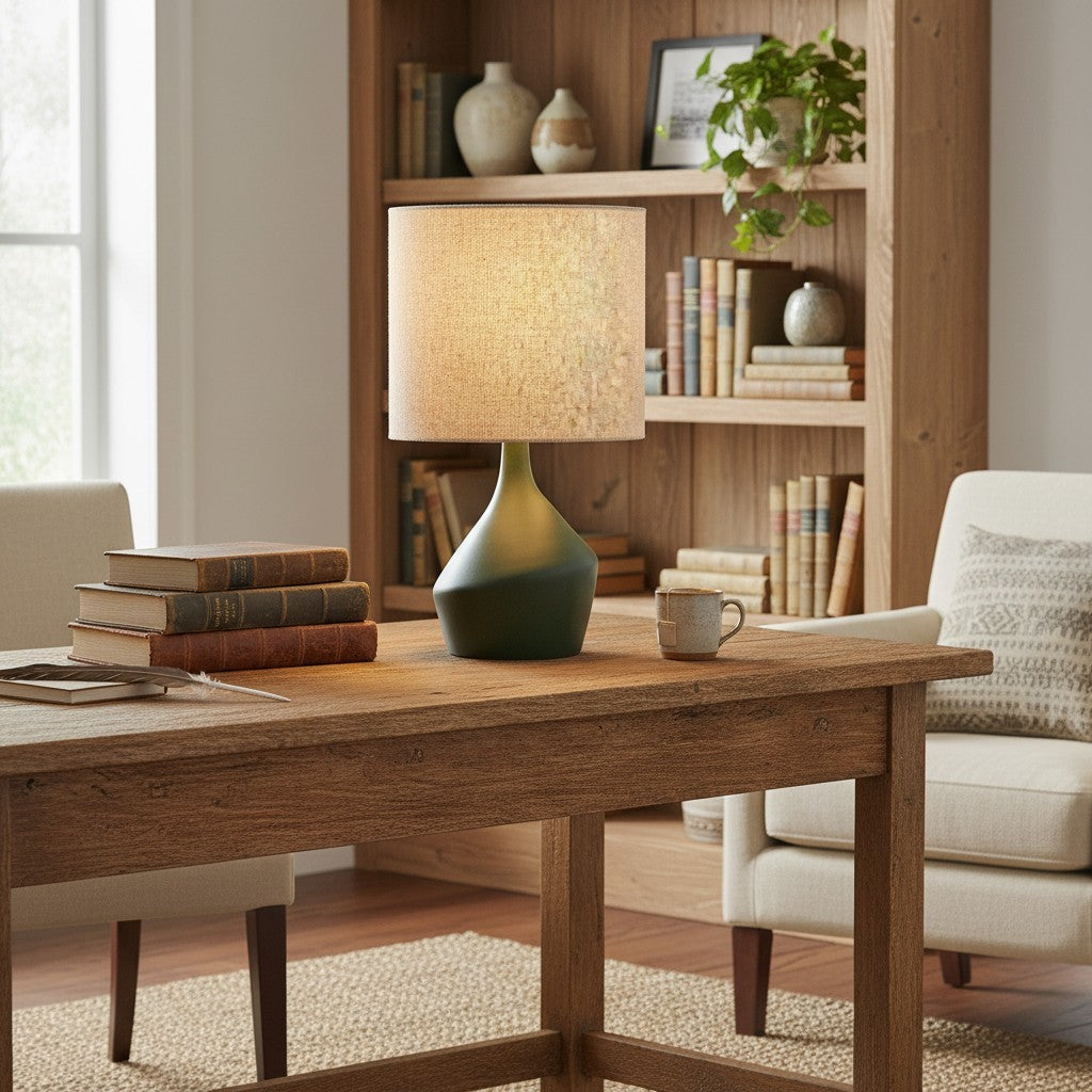 Daphne Vintage Ceramic Linen Shade Table Lamp