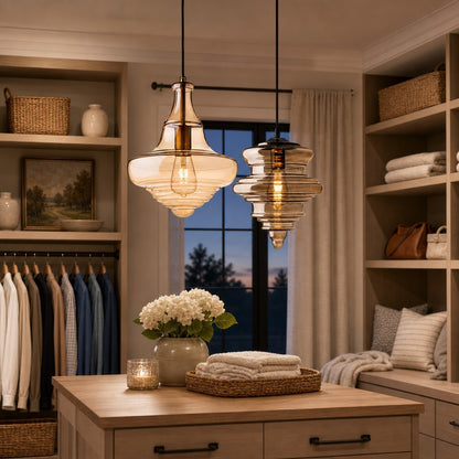 Helix Modern Glass Spool Pendant Light