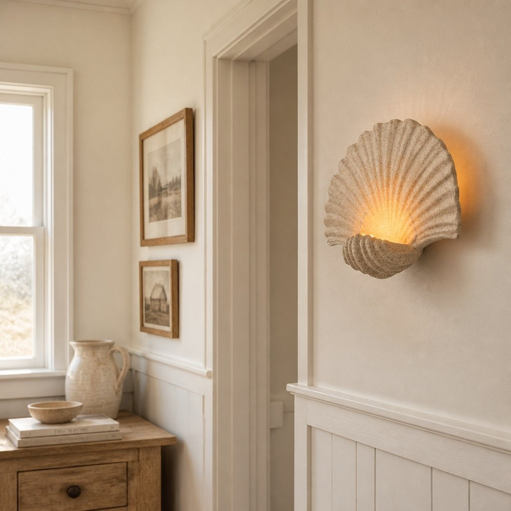 Coralie Vintage Natural Sandstone Shell Wall Lamp