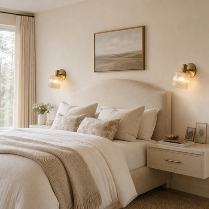 Caris Modern Brass Cylinder Glass Wall Sconce