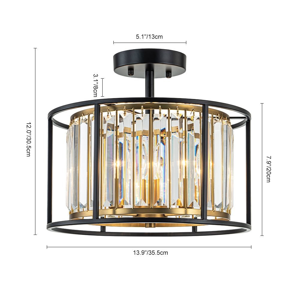 Eileyn Crystal Drum Semi Flush Mount Ceiling Light