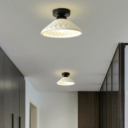 Rethen Light Luxury White Round Textured Ceramic Ceiling Light