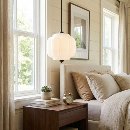 Cyrilith Vintage Milk Glass Oiled Brass Eloise Pendant light