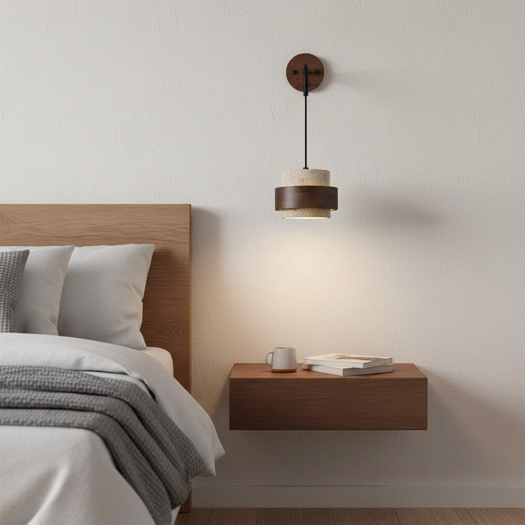 Timothy Wabi Sabi Natural Cylindrical Travertine Wall light