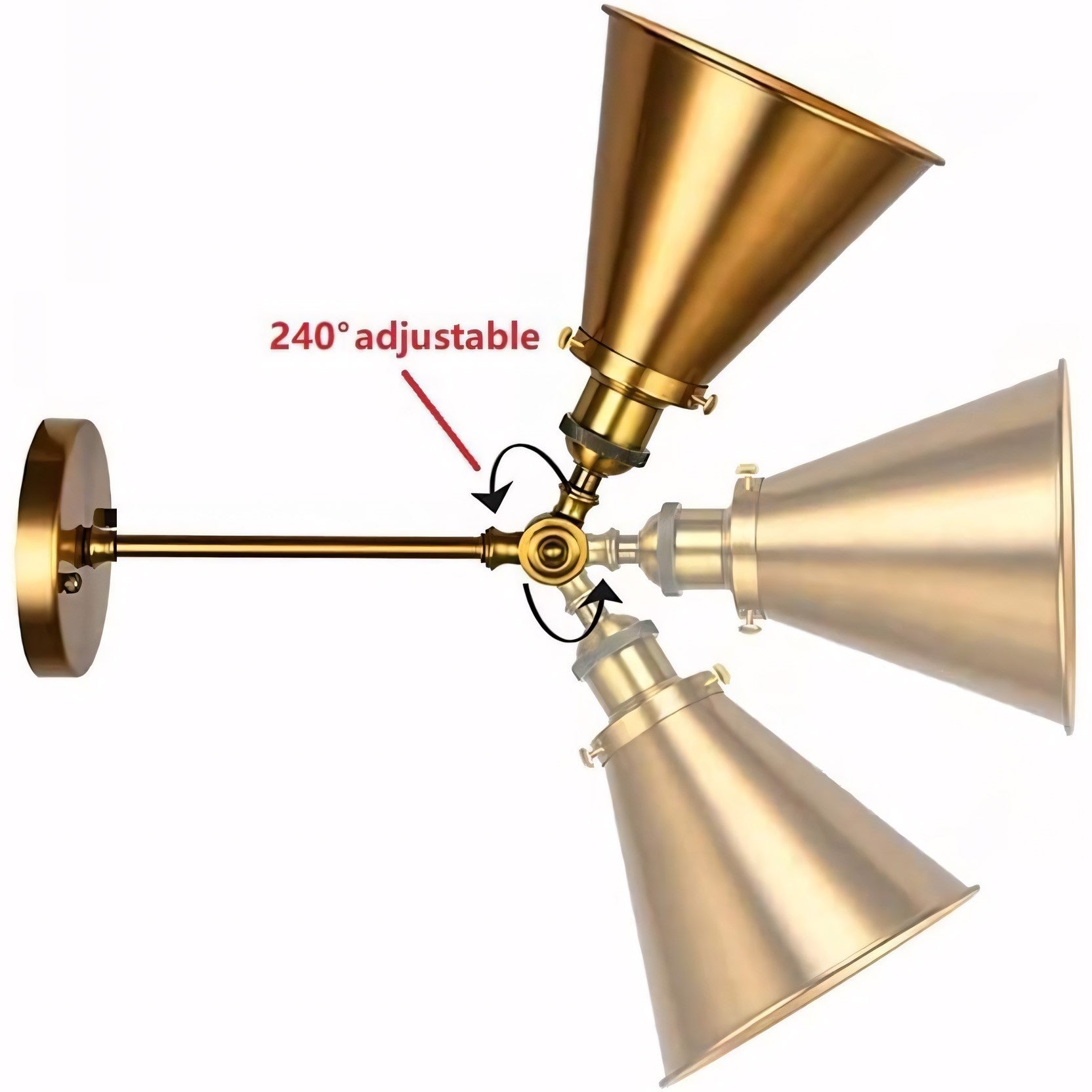 Ruhi Antique Brass Swing Arm Wall Sconce With Tapered Lampshade