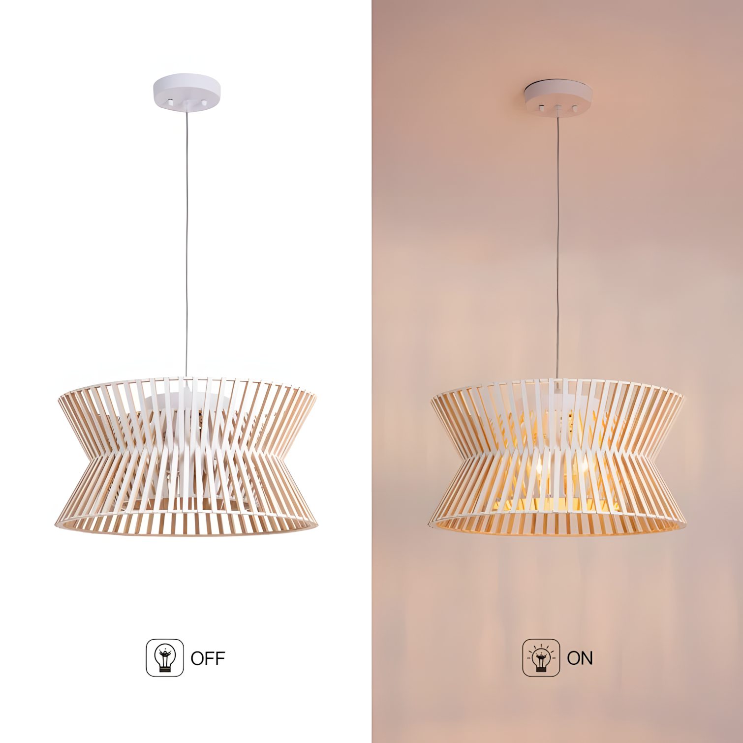 Freja Boho Wood Drum Chandelier