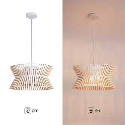 Freja Boho Wood Drum Chandelier