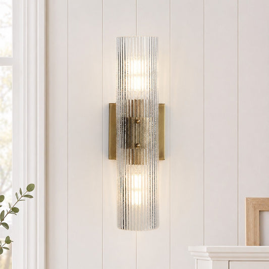 Joanna Modern 2/3 Light Ribbed Fluted Glass Wall Light
