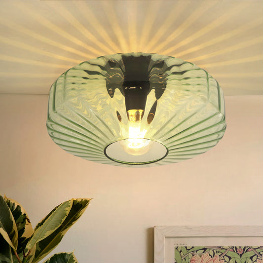 Ember Vintage Multi Color Water Ripple Glass Ceiling Light