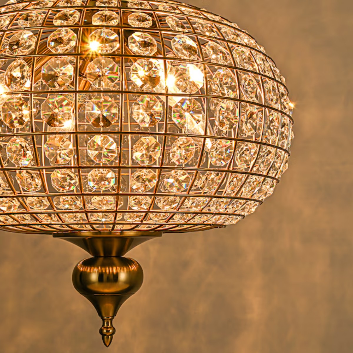 Dion Luxury Antique Brass French Country Crystal Large Chandelier