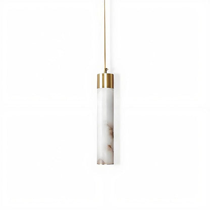 Odalys Luxurious Cylindrical Alabaster Brass Pendant Light