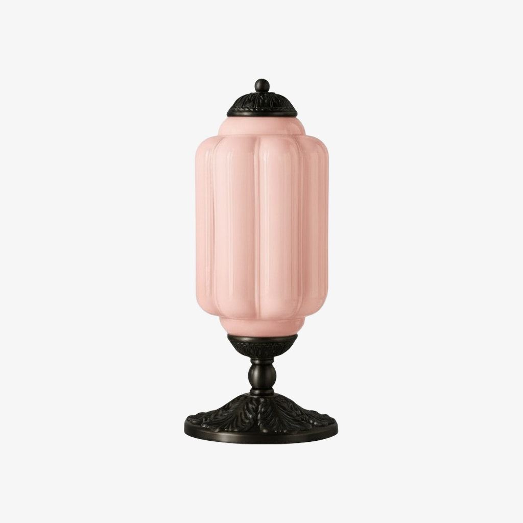 Nexos French Retro Cream Glass Textured Eloise Table Lamp