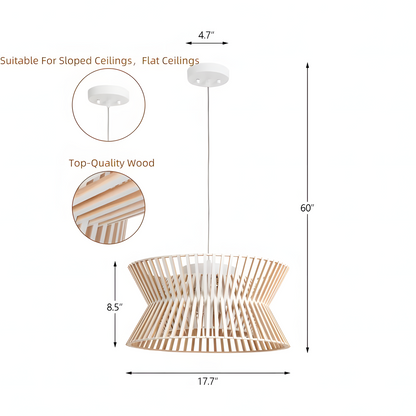 Freja Boho Wood Drum Chandelier
