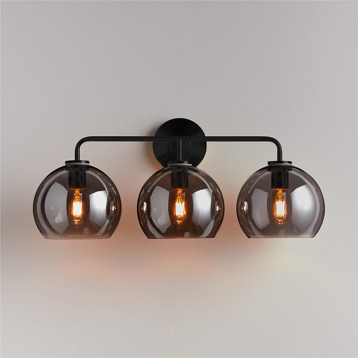 Konig Minimalist 3-Light Round Shade Brass Glass Wall Light