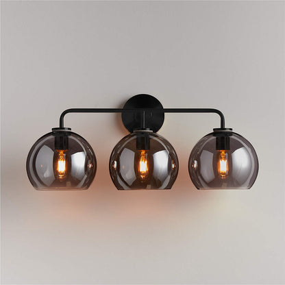 Konig Minimalist 3-Light Round Shade Brass Glass Wall Light