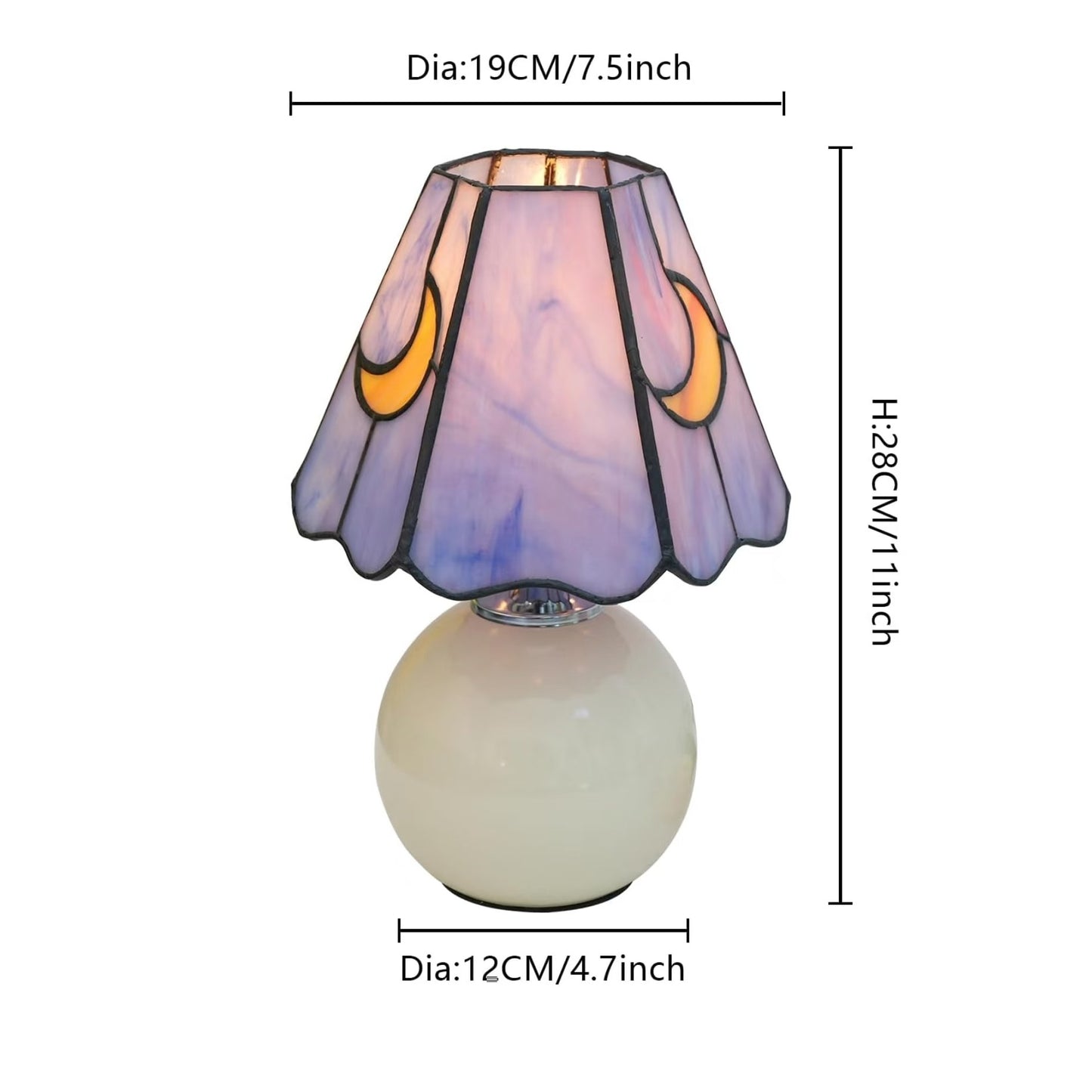Eirwen Mini Tiffany Moon Bedside Lamp