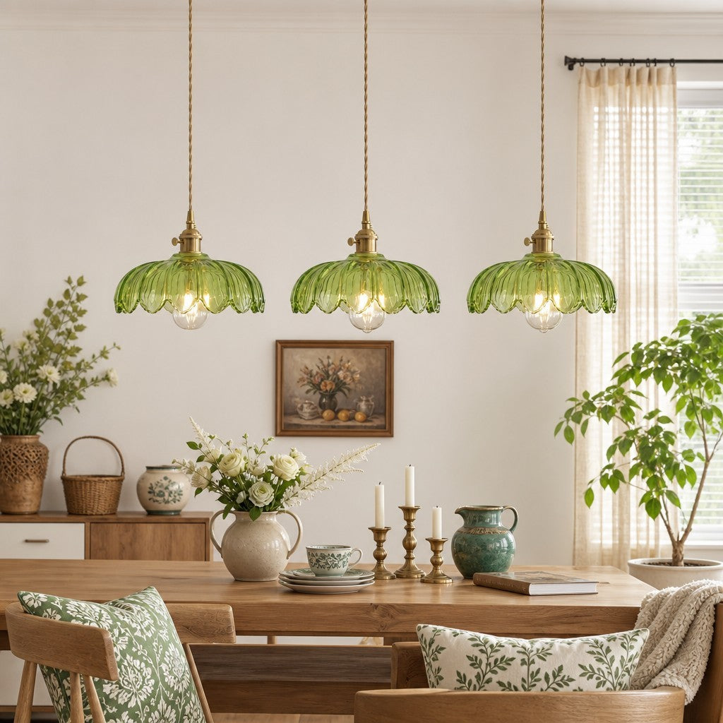 Jacinta Green Scalloped Pendant Light