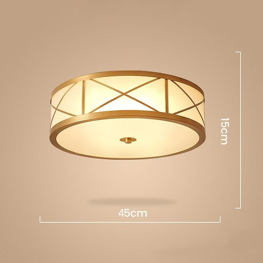 Kaeldr Brass Geometry Glass Drum Ceiling Light