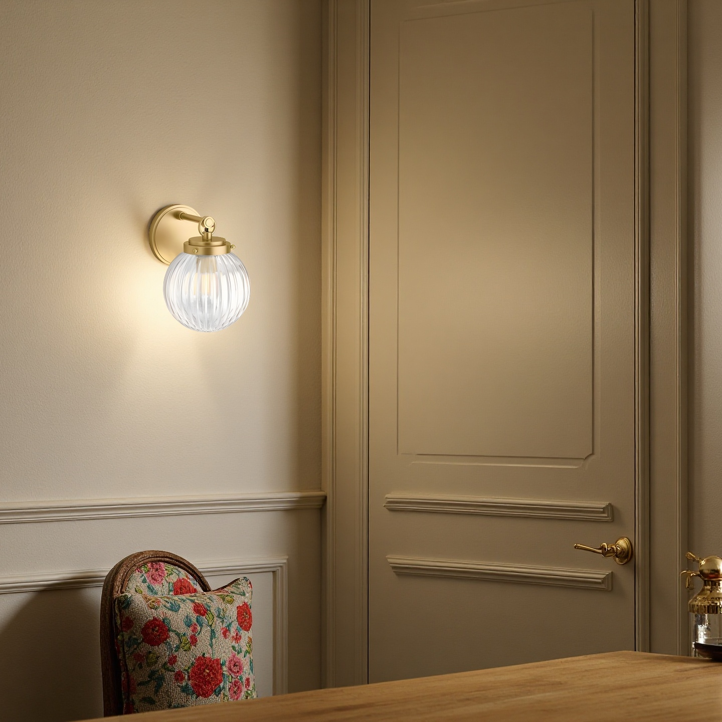 Briar Rustic Cooper Ribbed Glass Globe Sconce