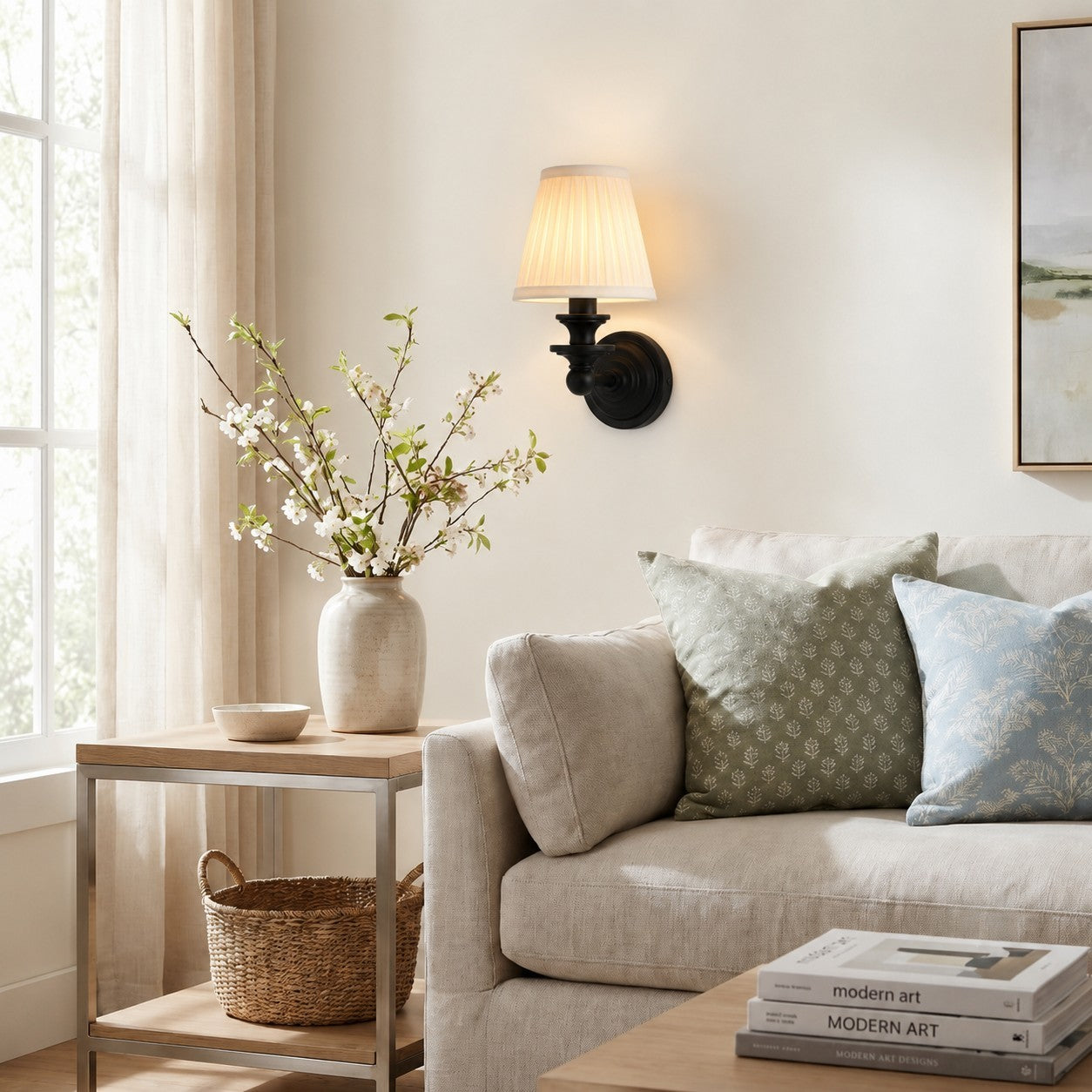 Ashby Vintage Linen Shade Wall Light