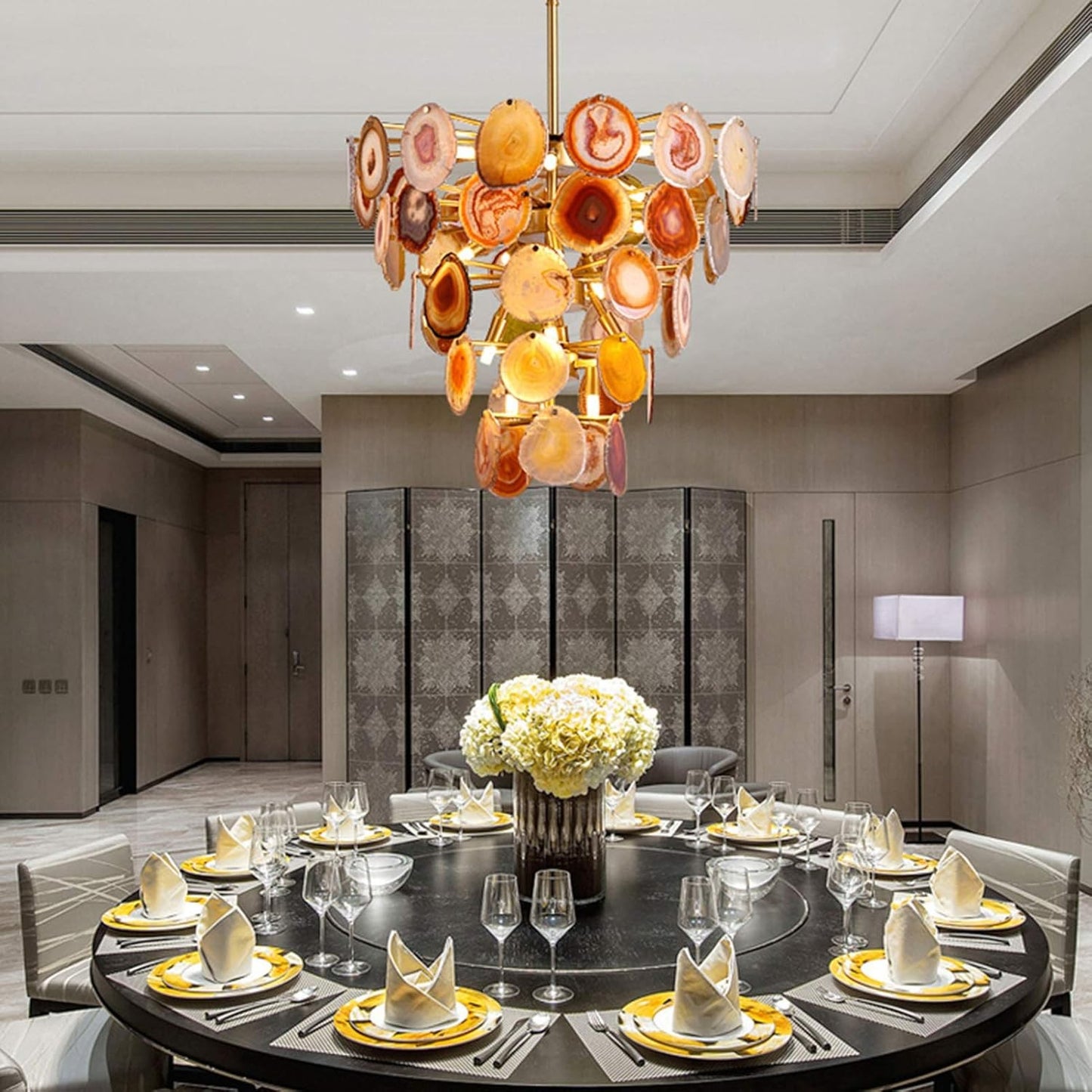 Gideon Slice Agate Tower Chandelier