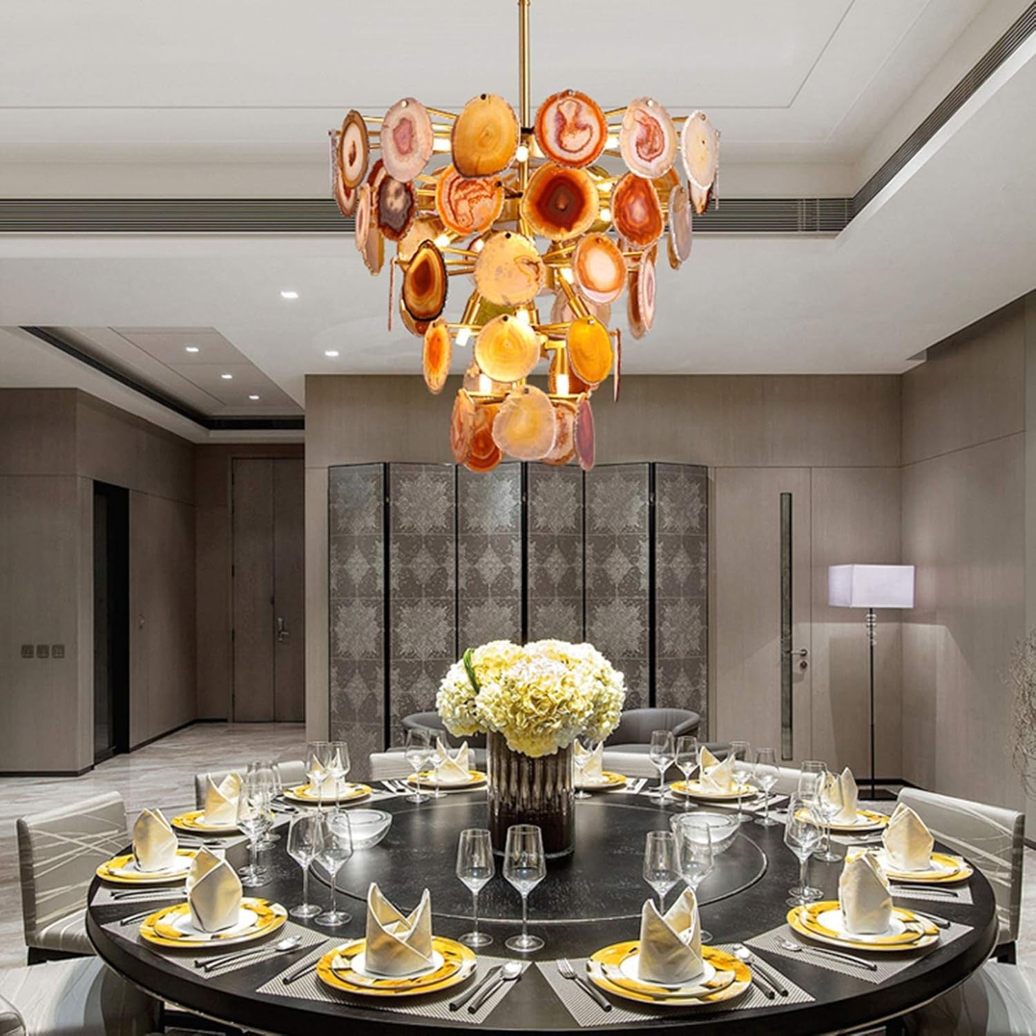 Gideon Slice Agate Tower Chandelier