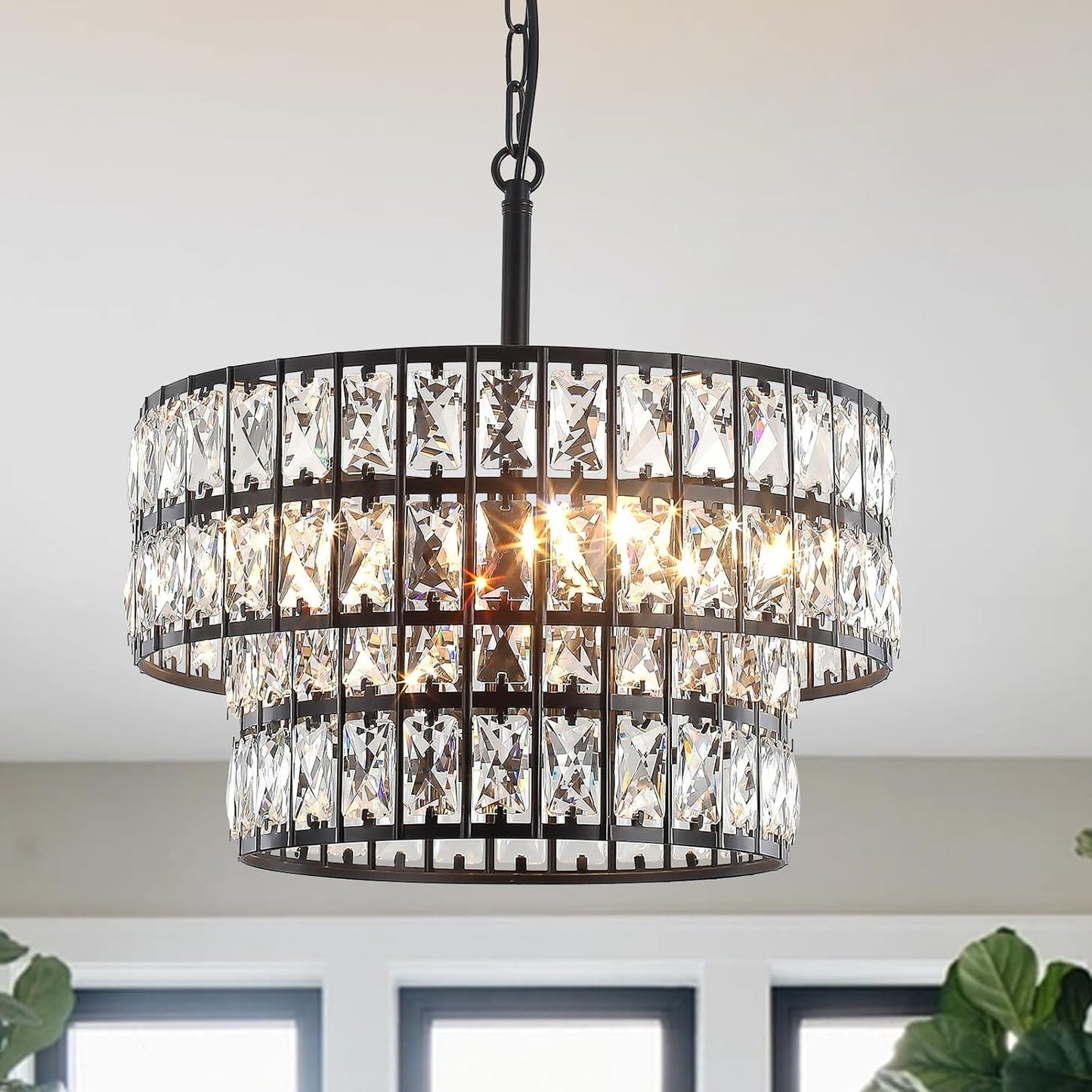 Gracie Luxurious Double Drum Crystal Chandelier