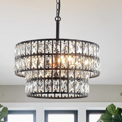 Gracie Luxurious Double Drum Crystal Chandelier
