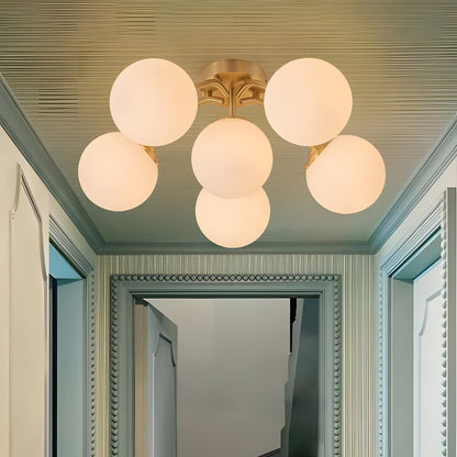 Anwen Mid Century Glass Brass Sputnik Bubble Chandelier