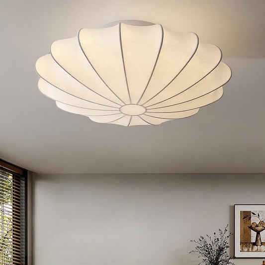 Savionne White Silk Seashell Flush Mount Light