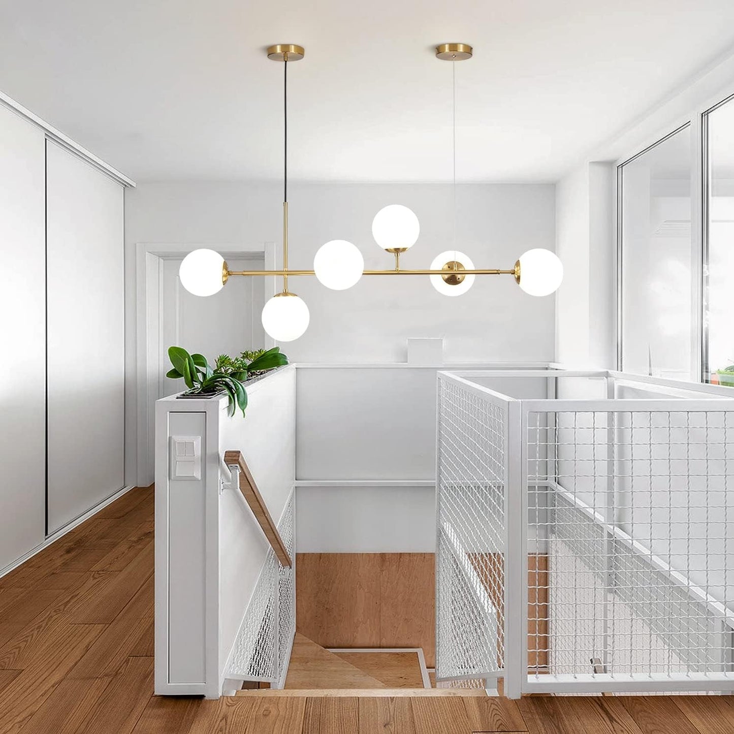 Celestina 6 Light Linear Glass Orb Pendant Light