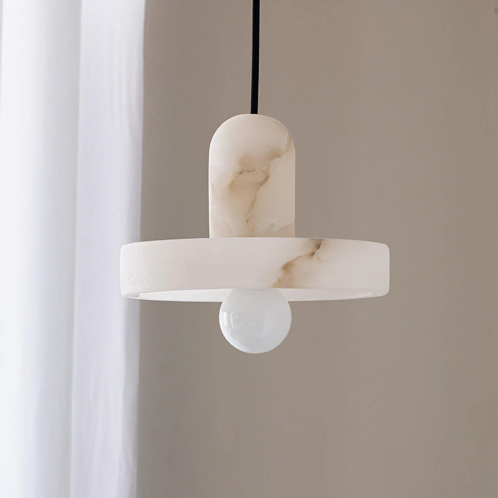 Vyndorix Farmhouse Hat Shaped Alabaster Pendant Light