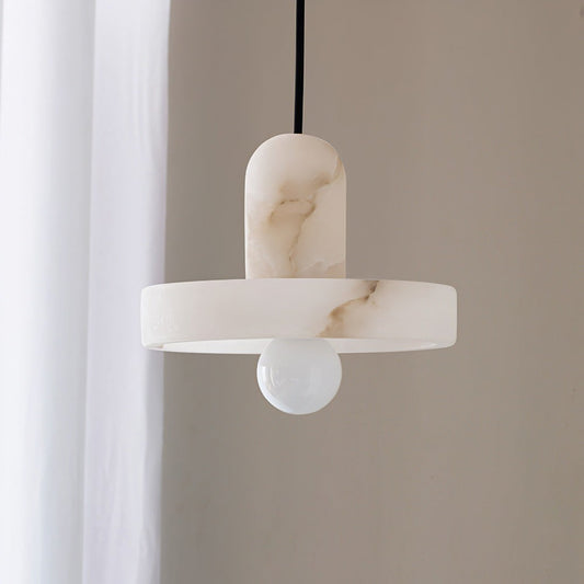 Vyndorix Farmhouse Hat Shaped Alabaster Pendant Light