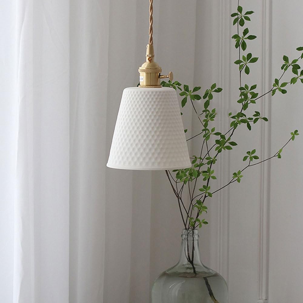 Carlo KiKi Fluted Ceramic Brass Pendant Light