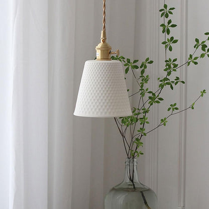 Carlo KiKi Fluted Ceramic Brass Pendant Light