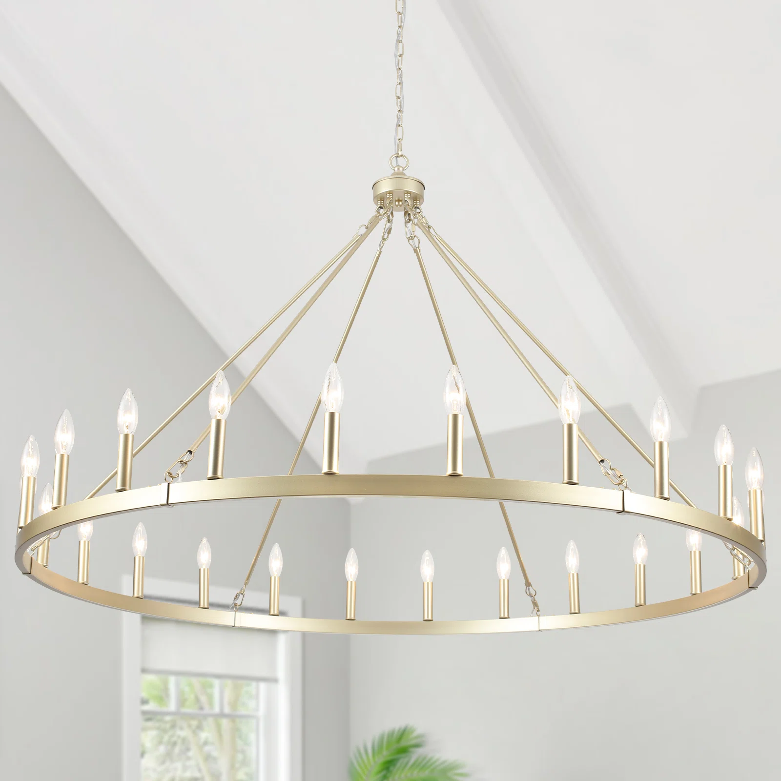 Raeth Farmhouse 24 Lights Wagon Wheel Candle Style Chandelier