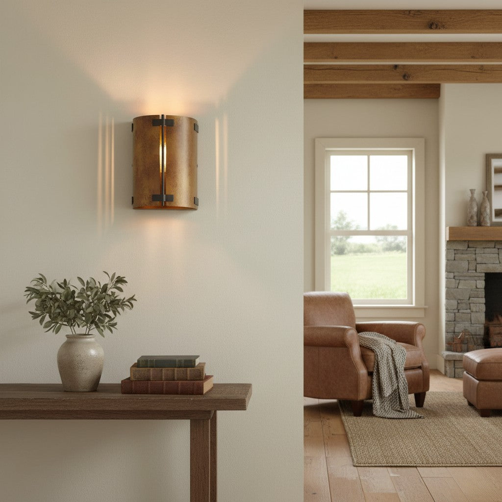 Zoe Industrial Rustic Bronze Cylindrical Metal Wall Sconce