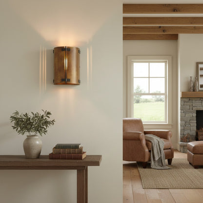 Zoe Industrial Rustic Bronze Cylindrical Metal Wall Sconce