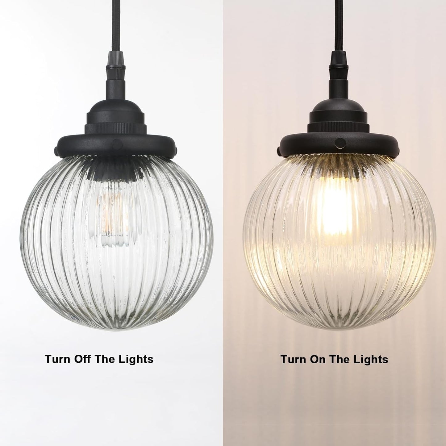 Meliora Rustic Ribbed Glass Globe Pendant Light