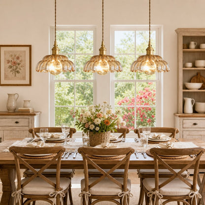 Worlanth Mid Century Clear Glass Flower Pendant Light