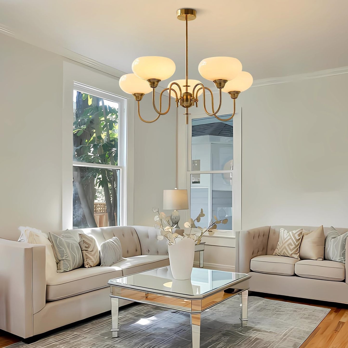 Luna Cream White Bubble Glass Chandelier