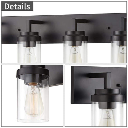 Pyros Farmhouse Clear Glass Cylinder Vanity Wall Light