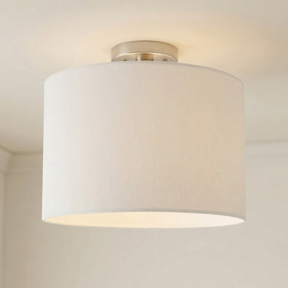 Kaethe Fabric Drum Shade Semi Flush Mount Light
