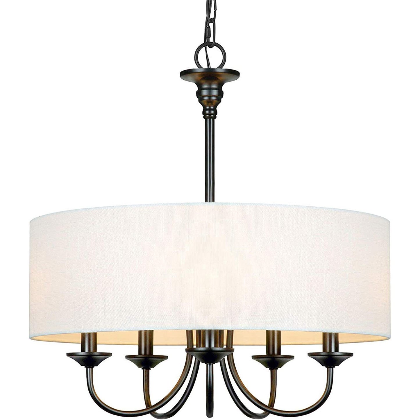 Nyneve 5 Light Dimmable Fabric Drum Chandelier