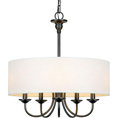 Nyneve 5 Light Dimmable Fabric Drum Chandelier