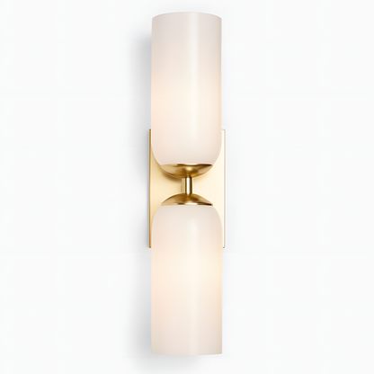Iliana Rustic White Glass Double Tube Wall Sconce
