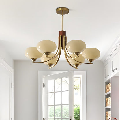 Juino Wood Farmhouse Milk Ball Sputnik Chandelier